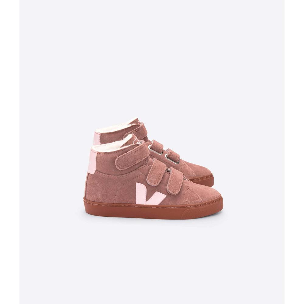 Pink Kids\' Veja ESPLAR MID FURED SUEDE Shoes | AU 759ILH